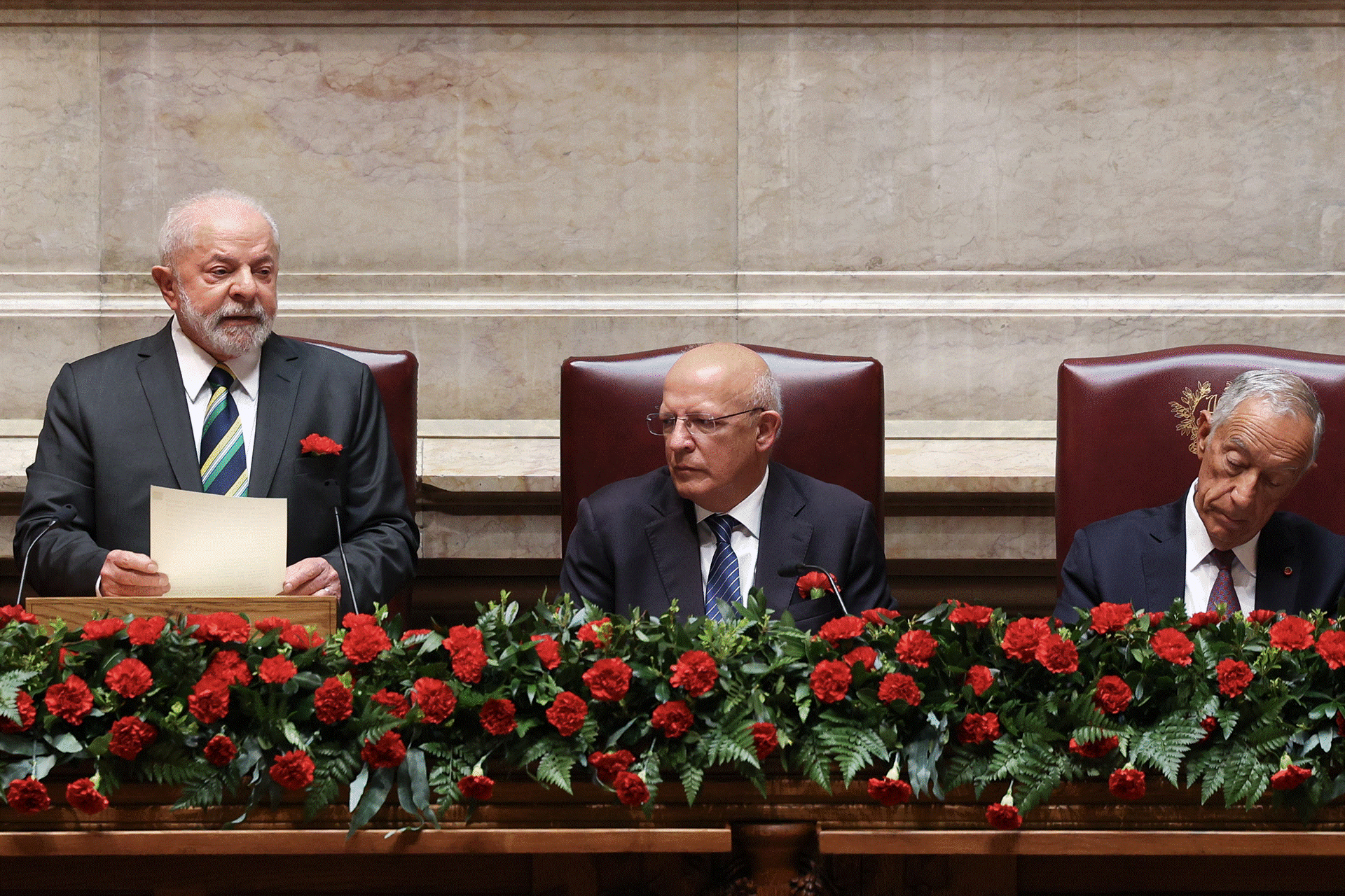 Lula da Silva na sessão solene do 25 de Abril na Assembleia da República, Lisboa, 25/04/2023 (EPA/TIAGO PETINGA/LUSA)